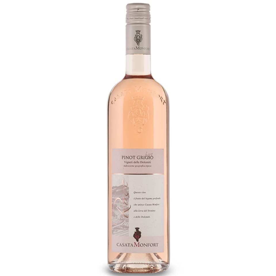 Fles Pinot Grigio Rosé Vigneti delle Dolomiti IGT- Casata Monfort, Cantine Monfort